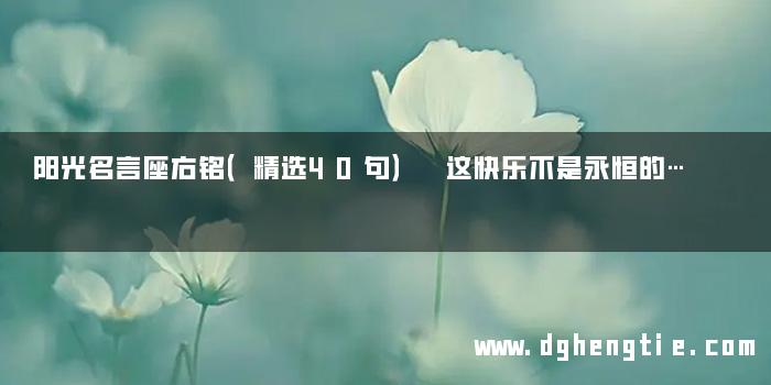 阳光名言座右铭（精选40句） 这快乐不是永恒的…